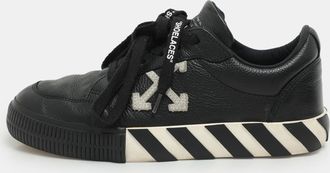 Off-white Black Leather Vulcanized Low Top Sneakers