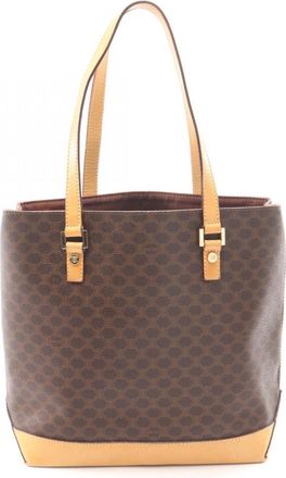 Celine Brown Coated Canvas Leather Handbag Tote Bag (Pre-Owned)