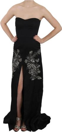 John Richmond Flare Lange Maxi Jurk met Pasvorm - Dames - Avondkleed - Zwart - XS - Katoen - Kleedjes