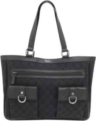 Gucci Pre-owned GG Denim Leren Schoudertas - Dames - Vintage Shopper - Zwart - ONE Size - Denim - Vintage