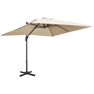 OUTSUNNY 2.7 x 2.7 m Cantilever Parasol Garden Umbrella w/ Cross Base White | TJ Hughes