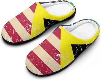 Generic U.S.A And Jamaican Vintage Flag Fashion Cotton Slippers for Women Memory Foam House Slippers Non-Slip House Bedroom Shoes