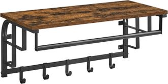 OEM Perchero De Pared Con Estante De Almacenamiento, Estante De Pared Con 5 Ganchos Extra&iacute;bles, Estante Colgante Con Barra, Para Entrada, Dormitorio, Sala