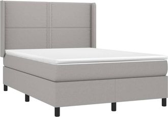 vidaXL Cama Box Spring Con Colch&oacute;n Tela Gris Claro 140x190 Cm Vidaxl