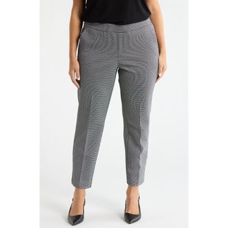 Liverpool Kayla Check Pull-On Trousers in Black/W Mini Check at Nordstrom, Size 22W