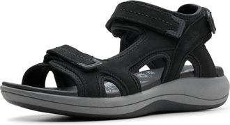 Clarks Womens Mira Free Sport Sandal, Black Nubuck, 6 UK