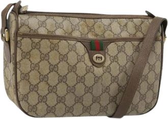 Gucci Pre-owned Vintage GG Canvas Schoudertas - Dames - Vintage Schoudertas - Beige - ONE Size - Leer - Vintage