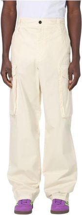 Msgm Msgm, Broeken, Heren, Geel, L, Katoen, Gele Wide Leg Cargo Broek