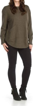 Papillon Rounded Hem Tunic Sweater In Khaki