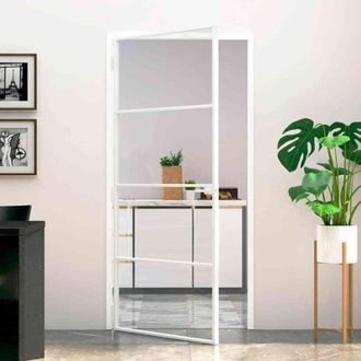 vidaXL Vidaxl - Puerta De Interior Vidrio Templado Y Aluminio Blanco 93x201,5cm