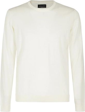 Roberto Collina Round-neck Knitwear, male, Beige, L, Stylish Crew Neck Jumper