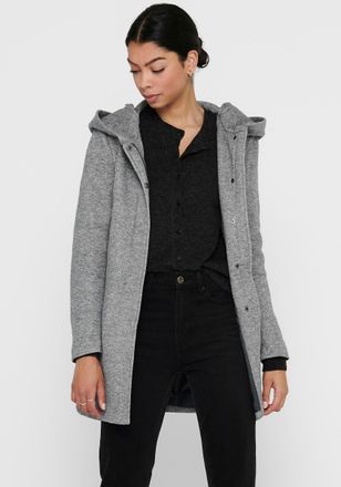 Only Kurzmantel ONLY ONLSEDONA LIGHT COAT OTW NOOS, Damen, Gr. XS, grau (light grau melange), Web, Futter: 100% Polyester, meliert, unifarben, figurbetont,