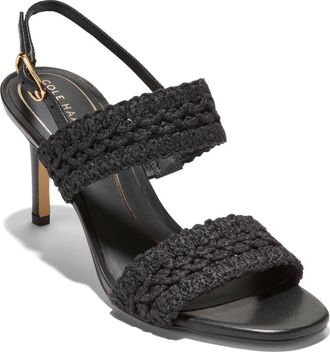 Cole Haan Harlan Woven Double Band Slingback Sandal in Black Woven Fabric/leather at Nordstrom, Size 6.5