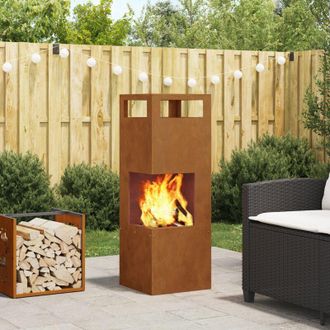 vidaXL Focolare Marrone 35 x 35 x 100 cm acciaio corten - Vidaxl