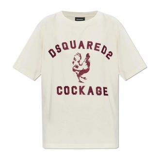 Dsquared2 T-Shirts, female, Beige, Size: 2XS Logo T-Shirt