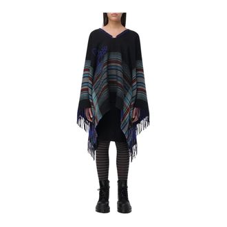 Vivienne Westwood Black Fringe Trim Poncho Jumper