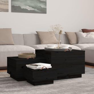 vidaXL Cajas De Almacenaje Con Tapa 3 Pzas Madera Maciza Pino Negro Vidaxl