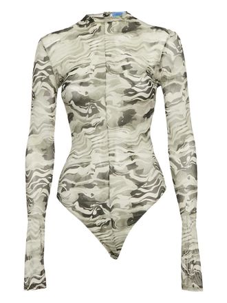 Thierry Mugler Body met camouflageprint - Grijs