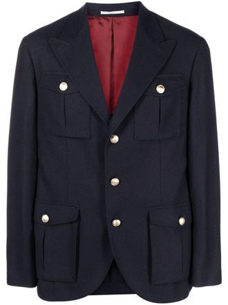 Brunello Cucinelli single-breasted wool-blend blazer - Blue