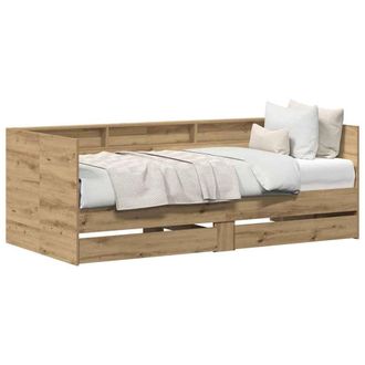 Berkfield Home Stunning Daybed with Drawers Artisan oak Engineered wood 90 x 190 cm in Beige