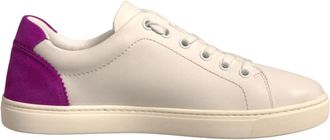 Dolce & Gabbana Schoenen, Dames, Wit, 36 EU, Suède, Witte Suède Leren Lage Sneakers