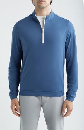 Scott Barber Solid Performance Quarter Zip Pullover in Indigo at Nordstrom, Size Xx-Large