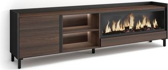 Skraut Home Skraut Home - Mueble Tv, Televisi&oacute;n, Muebles De Sal&oacute;n, Almacenaje, 212x35x61cm, Para Tv Hasta 80, Chimenea El&eacute;ctrica Xxl, Dise&ntilde;o Industrial, Led, Esti