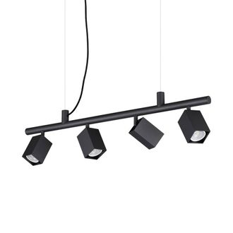 Netlighting Dynamite Square Bar Pendant Ceiling Light Black 4x GU10