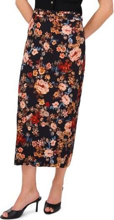 Ted Baker Floral Belted Midi Skirt in Rich Black at Nordstrom Rack, Size 12