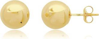 MAX + STONE Solid 14k Yellow Gold Full Ball Earrings with Gold Butterfly Back 4MM-8MM