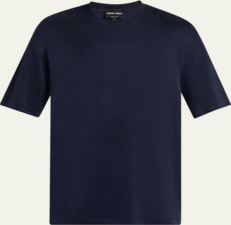 Giorgio Armani Mens Nylon and Cupro Crewneck T-Shirt