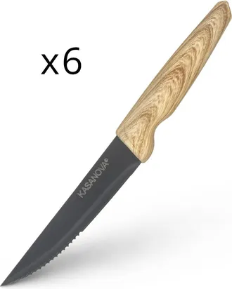 KASANOVA Set 6 coltelli bistecca con manico effetto legno