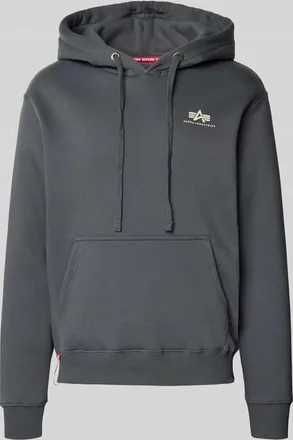 Alpha Industries Alpha Industries Hoodie mit Logo und Känguru-Tasche in Anthrazit, Größe XXXL