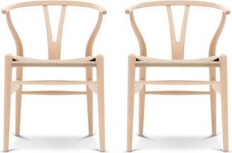 Carl Hansen & S&oslash;n CH24 Wishbone Chair, Buche geseift / Naturgeflecht (2er-Set)