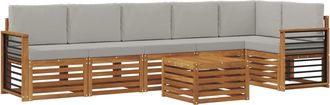 vidaXL Conjunto De Sof&aacute;s De Exterior 7 Uds. Gris Natural Y Claro Vidaxl