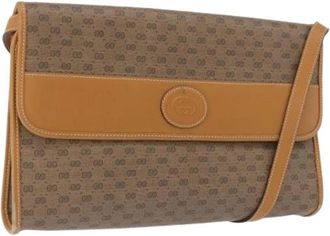 Gucci Pre-owned Vintage Micro Small GG Canvas Schoudertas - Dames - Vintage Schoudertas - Beige - ONE Size - Leer - Vintage