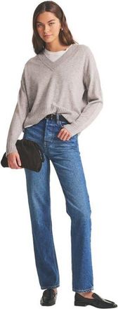 Naadam Signature Cashmere Classic V-Neck Sweater in Cement at Nordstrom, Size Medium