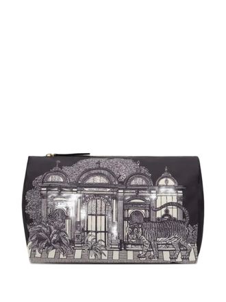 Inou&iuml; Editions graphic-print clutch bag - women - Leather/Polyester - One Size - Grey