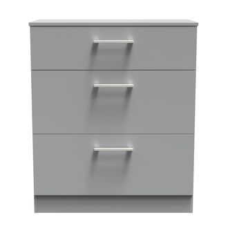 Welcome Furniture Denver Ready Assembled Chest Of Drawers with 3 Drawers - Grey - Welcome Furniture | TJ Hughes
