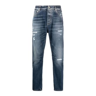 Brunello Cucinelli Jeans, Heren, Blauw, L, Leer, Slim-fit Jeans