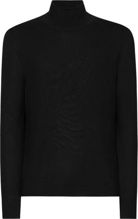 Dolce & Gabbana Zwarte trui met opgerolde nek - Heren - Coltruien - Zwart - M - Kasjmier - Truien & Vesten