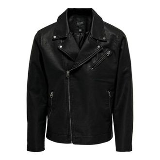 Only & Sons Sean PU Biker - Heren - Zomerjassen - Zwart - XS - Jassen