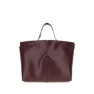 Tod's TodS Plum Leather Medium Di Folio Shopping Bag