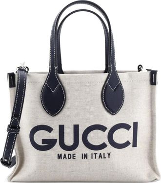 Gucci Logo Shopper Tote Printed Canvas Small shoulder bag - Blauw
