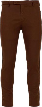 Pantaloni Torino Bruine Op Maat Gemaakte Katoenen Broek Wortelpasvorm - Heren - Slim Fit Broeken - Bruin - L - Katoen - Broeken