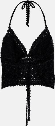 Anna Kosturova Filigree crochet halterneck cotton top
