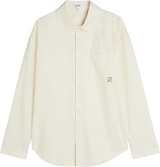 Loewe Anagram-embroidered Cotton-poplin Shirt - Ecru - 40 (C15.75 / M)