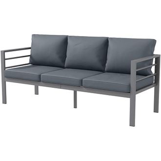 OUTSUNNY Divano da Esterno 3 Posti in Alluminio Grigio con Cuscini