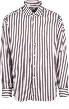 Alessandro Gherardi White/Brown Striped Cotton Shirt