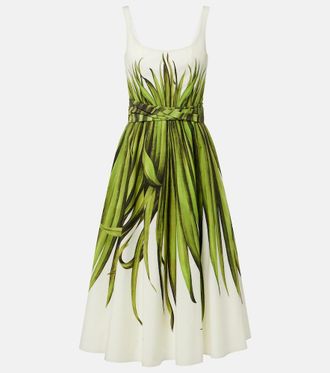 Oscar De La Renta Printed cotton-blend poplin midi dress